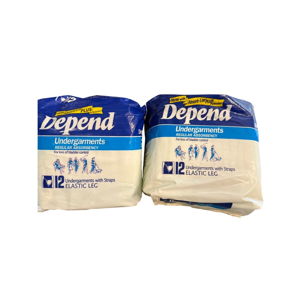 Vintage Depend Undergarments Regular Absorbency 24 Count 2 Packs 1990 USA
